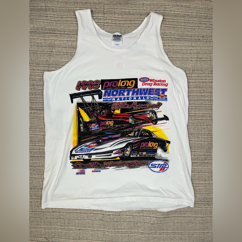 Vintage 1998 Northwest Nationals Drag Racing Graphic Tank Top